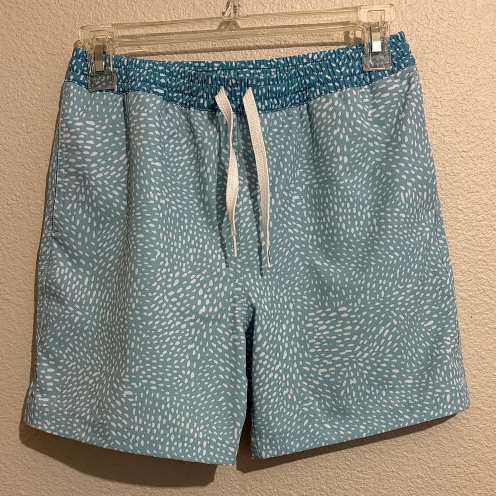 Chubbies Teal and White Youth Swim Trunks Short Quick Dry Beach Vacation Pool